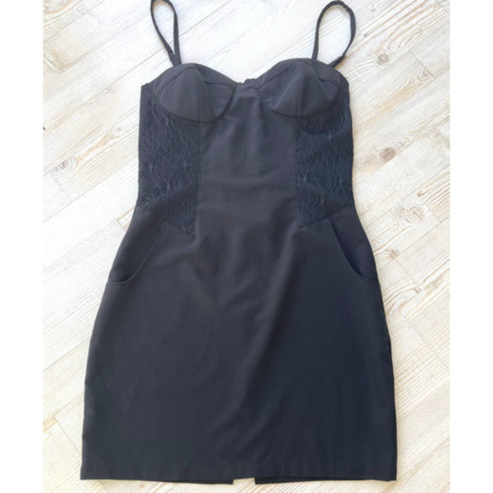 Steve Madden Lace Trim‎ Bustier Mini Dress | Black Size 3